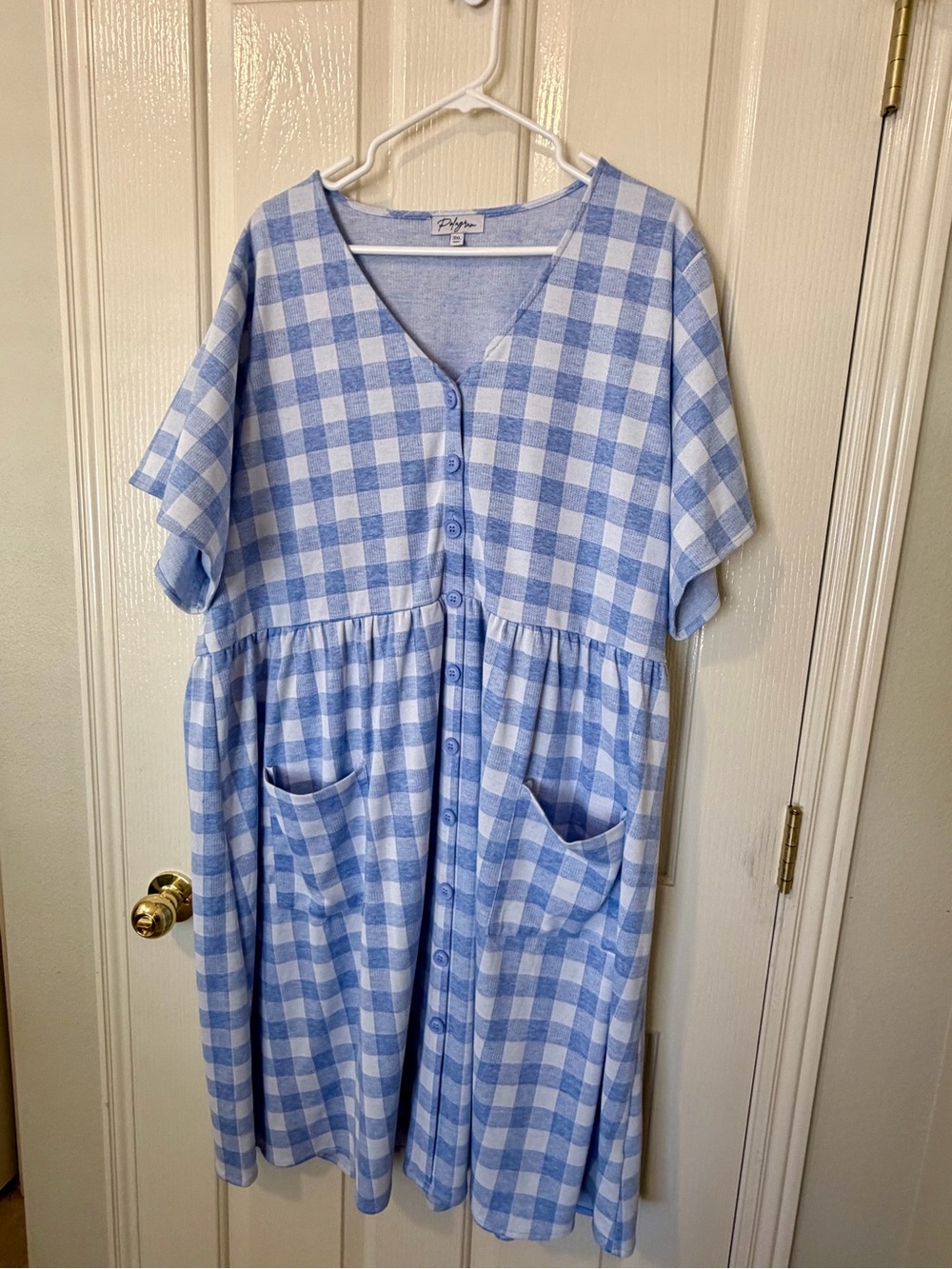 Blue Gingham Midi Dress